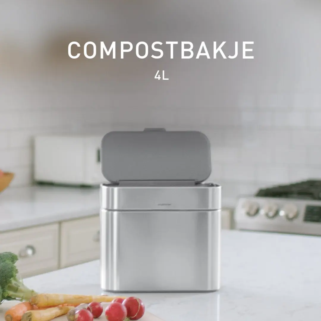 Simplehuman CW1645 Compostbakje 4 liter - Zilver - afbeelding 3 van 6