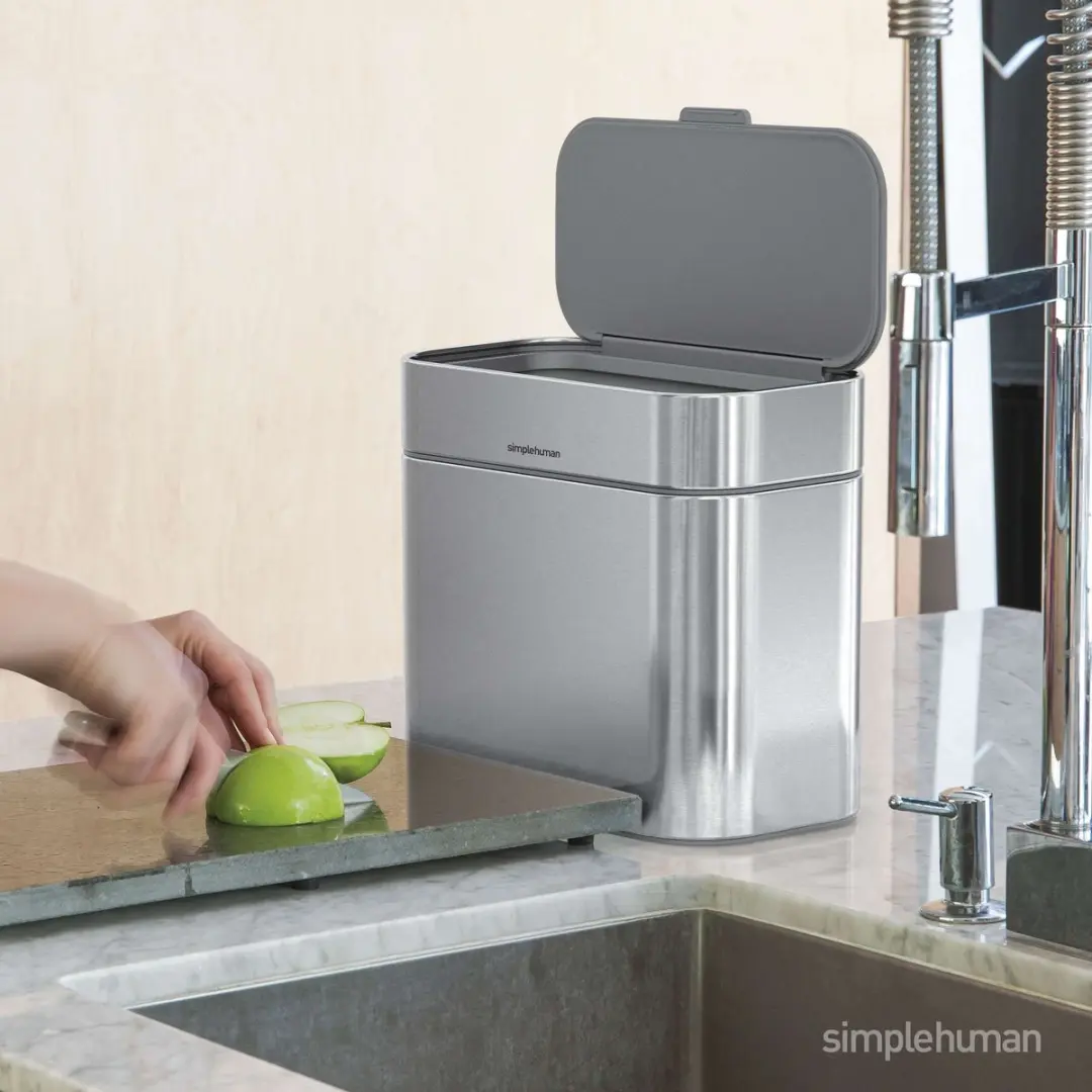 Simplehuman CW1645 Compostbakje 4 liter - Zilver - afbeelding 4 van 6