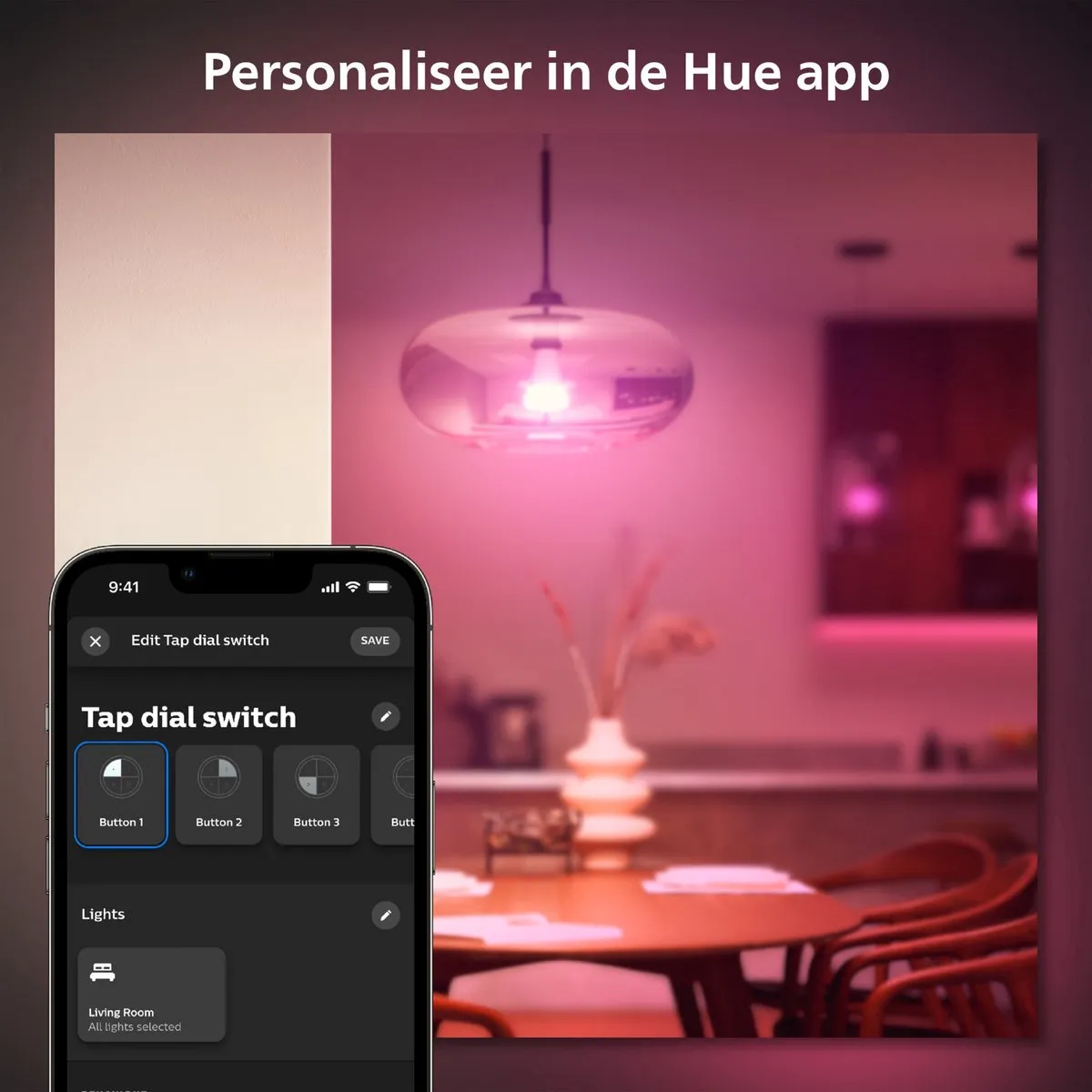 Philips Hue Uitbreidingspakket E27 - 4 Stuks Warmwit Mat - Incl. Hue Dial Switch Zwart