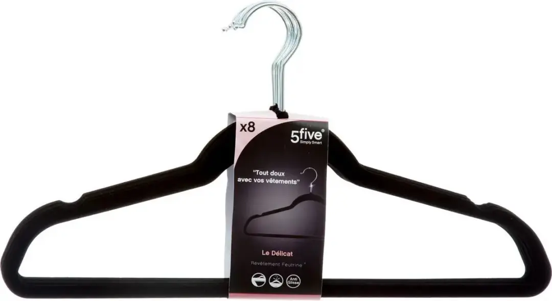 Konges Sløjd Kledinghangers Zwart Velvet - 8 Stuks - afbeelding 2 van 5