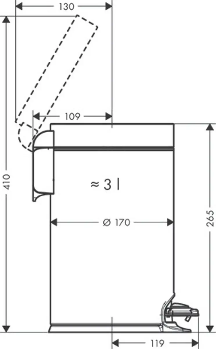 Hansgrohe AddStoris Pedaalemmer 41775700 - 3 l - Mat Wit - afbeelding 4 van 5