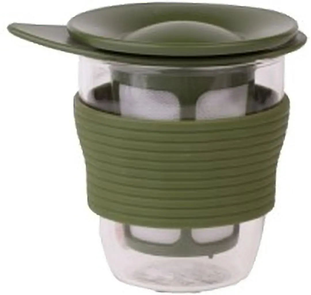Hario theeglas met theezeef olijfgroen 200ml