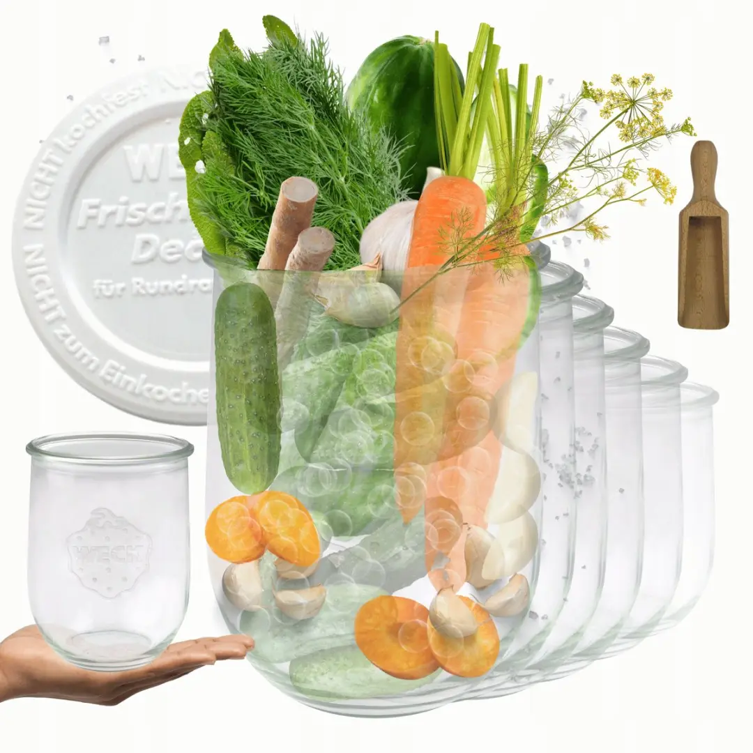 Weck Potten 1062ml met Plastic Deksel en Maatbeker