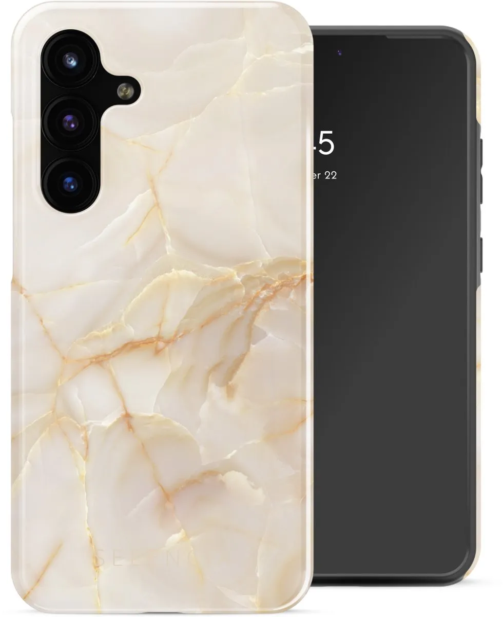 Selencia Hoesje Samsung Galaxy S25 FE Golden Beige Marble