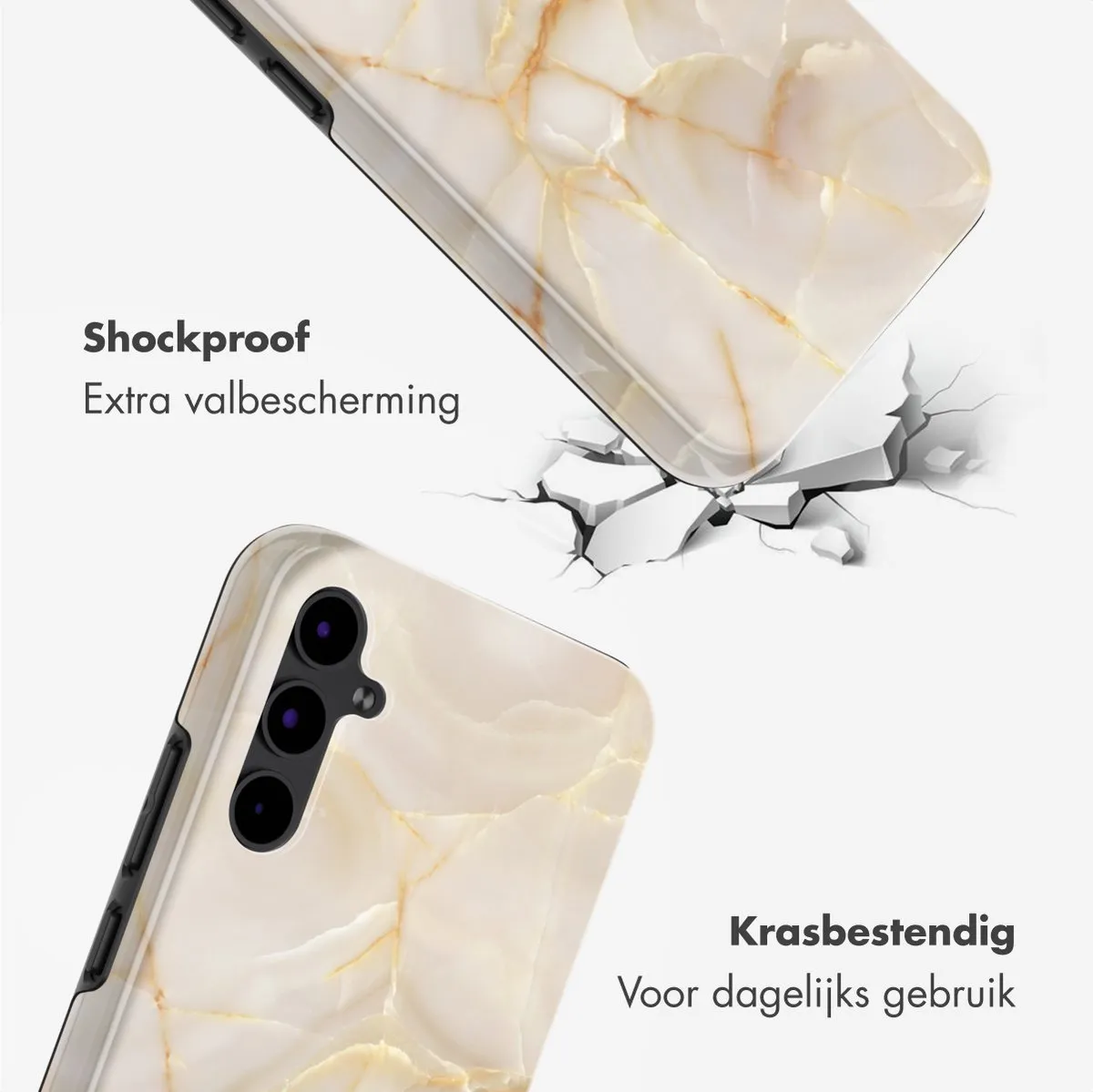 Selencia Hoesje Samsung Galaxy S25 FE Golden Beige Marble