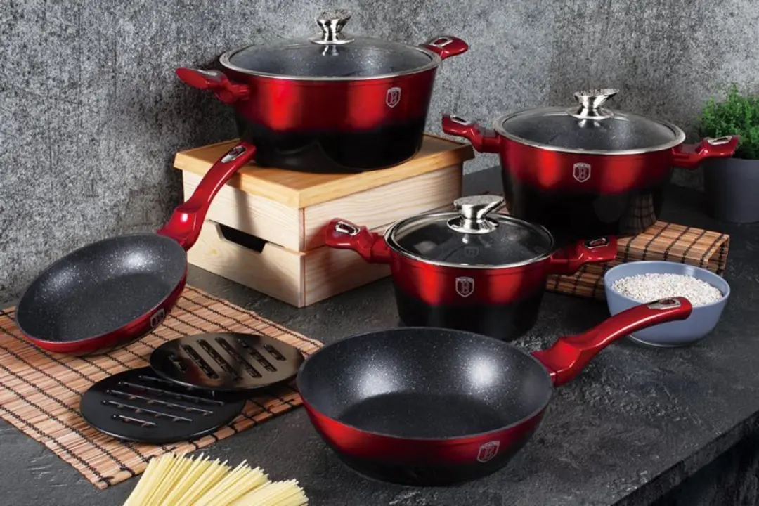 BerlingerHaus Burgundy Line BH-1632 Pannenset 10-delig - Granietcoating - afbeelding 6 van 6