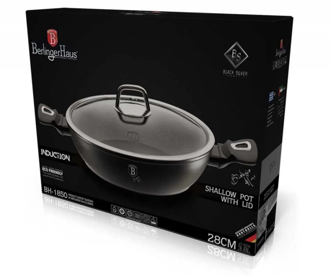BerlingerHaus BH-1850 Granietpan 28cm met deksel - Zwart - afbeelding 4 van 6