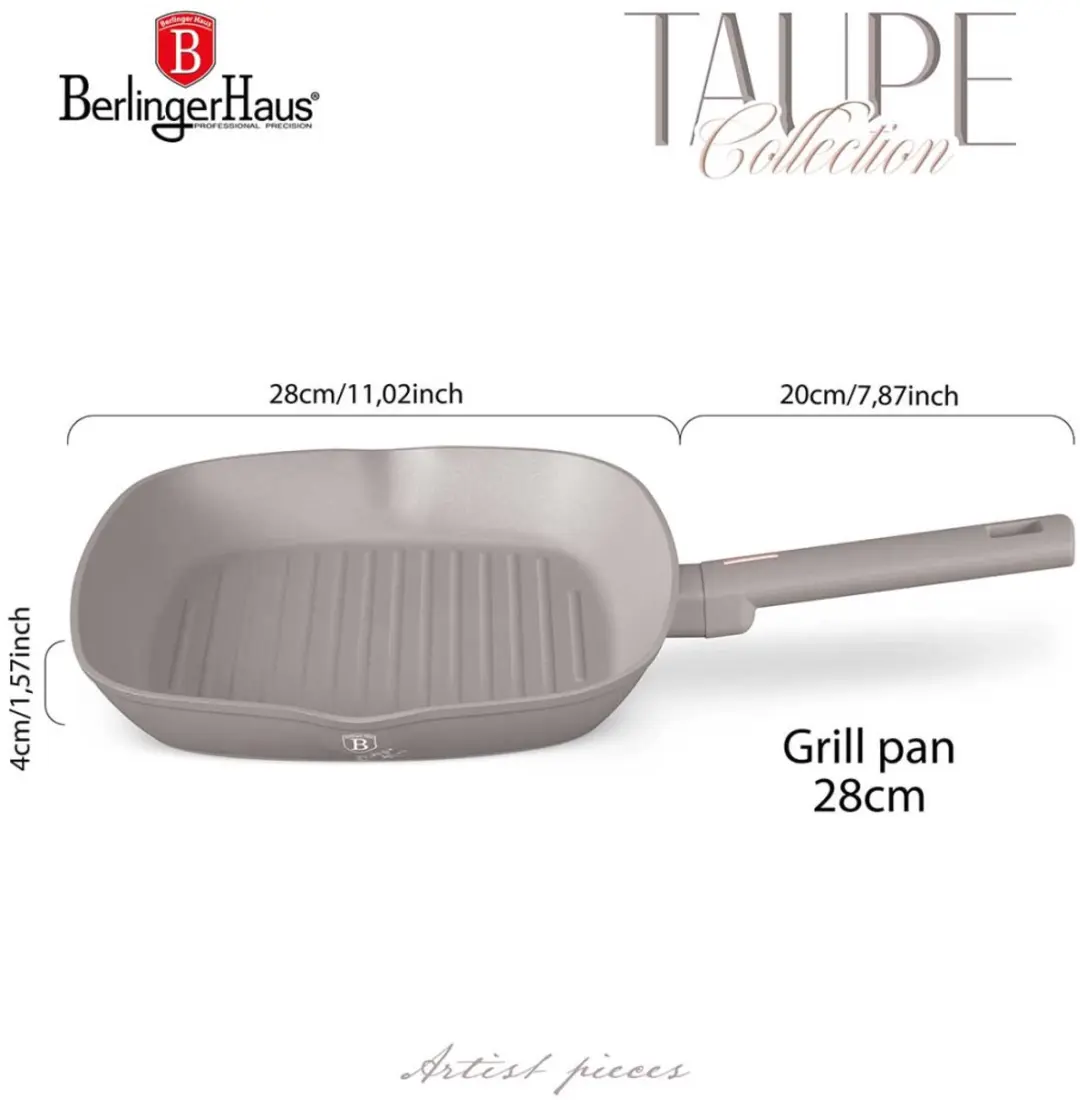 BerlingerHaus Taupe Collectie Grillpan 28cm - afbeelding 2 van 6