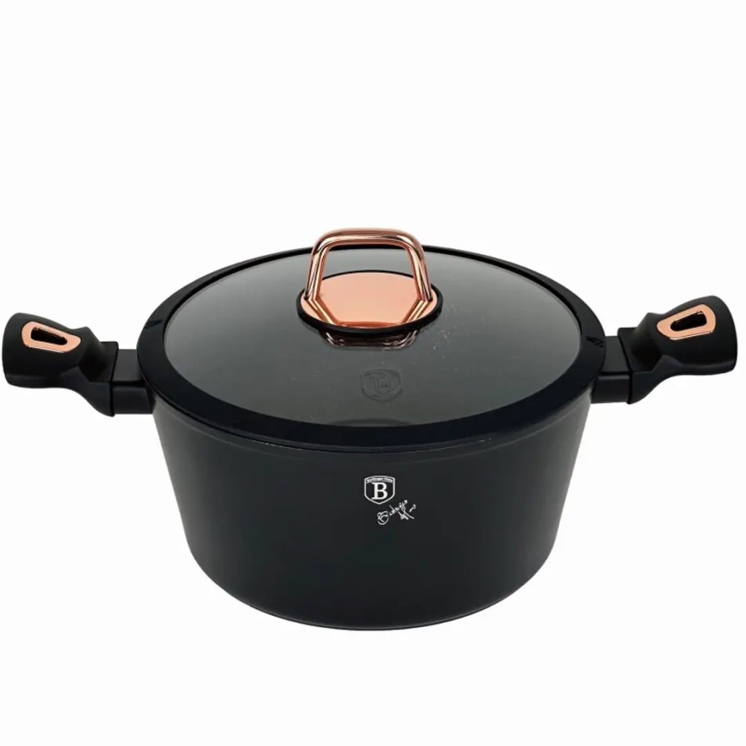 Steelpan met deksel en marmerafwerking, 24 cm, Black Rose Collection