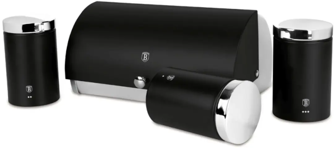 Broodtrommel en set van 4 voedselbewaarbakjes uit de Matte Black Collection