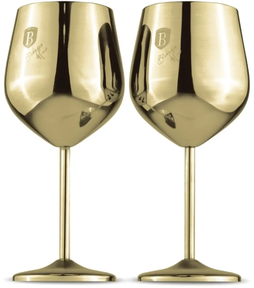 Set van 2 wijnglazen van 400 ml, Gold