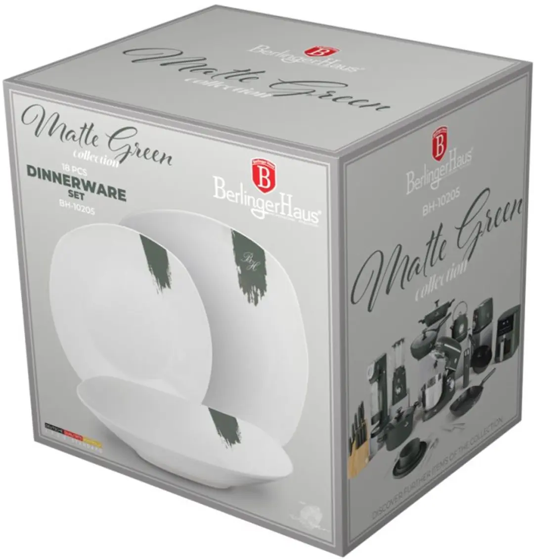 BerlingerHaus Matte Green Serviesset 18-delig - Wit/Groen - afbeelding 3 van 3