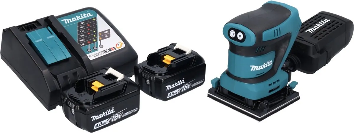 Makita DBO 480 RM Accu-Schuurmachine 18V - 2x 4,0Ah + Oplader