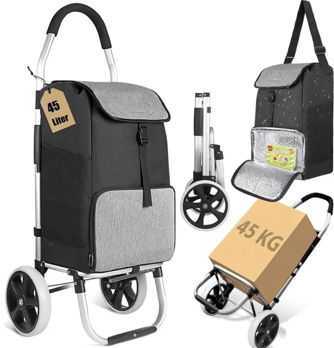 Inateck Boodschappentrolley met groot laadvermogen en warmte-isolerende tas, lic