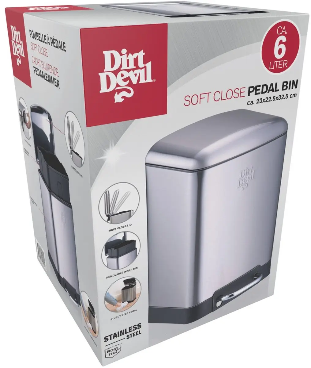 Dirt Devil Pedaalemmer 6 Liter met Soft-Close Deksel