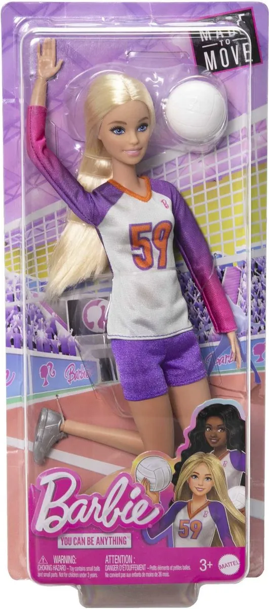 Barbie Made to Move HKT72 Volleybalspeelster - Violet - afbeelding 6 van 6