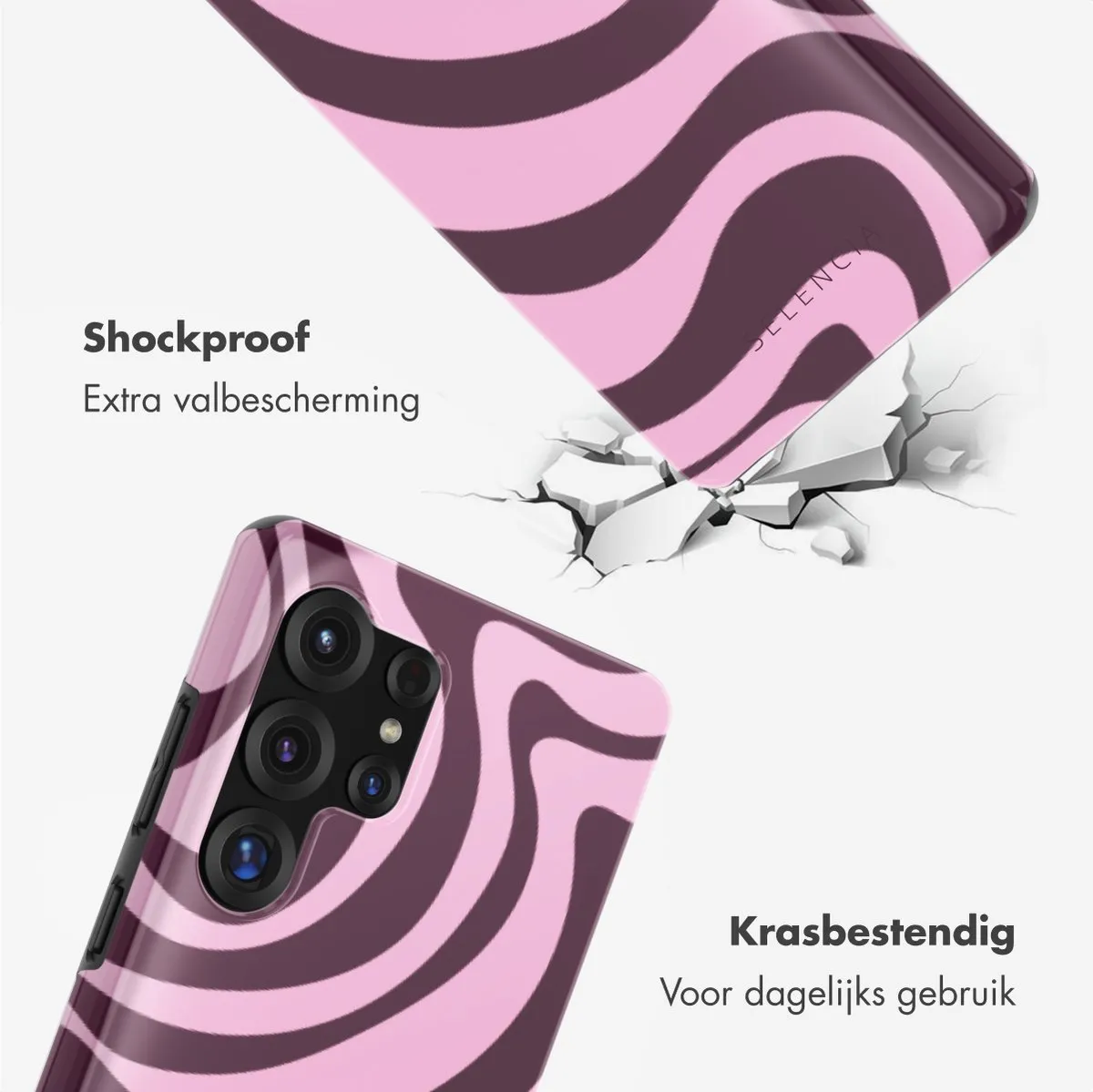 Selencia Hoesje Samsung Galaxy S25 Ultra Wavy Swirl Pink Plum