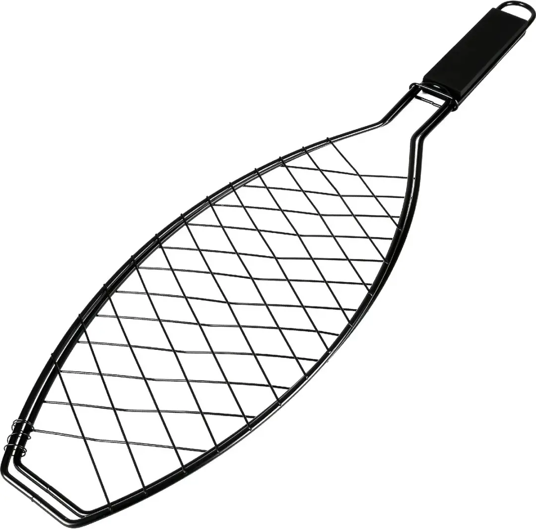 Benson BBQ-grillmand voor vis 58 cm met antiaanbaklaag en handvat