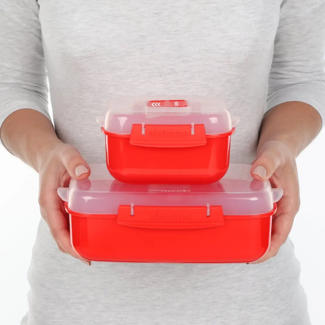 Sistema Heat 'n Eat Magnetronbakjes - Set van 3 - Rood - afbeelding 6 van 6