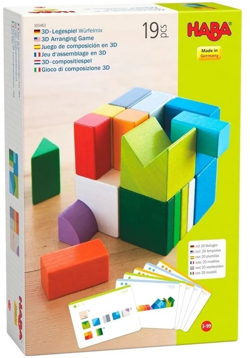 Haba Compositiespel Blokkenmix-3D Junior - 19 Stuks - Multicolor