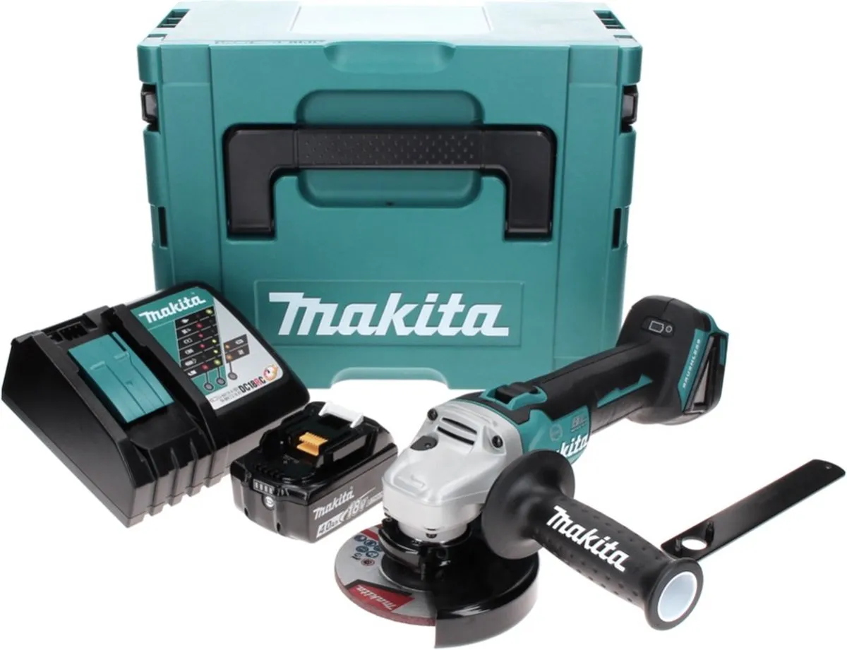 Makita DGA506RM1J Haakse Slijper 18V 125mm - Borstelloos - 4.0Ah