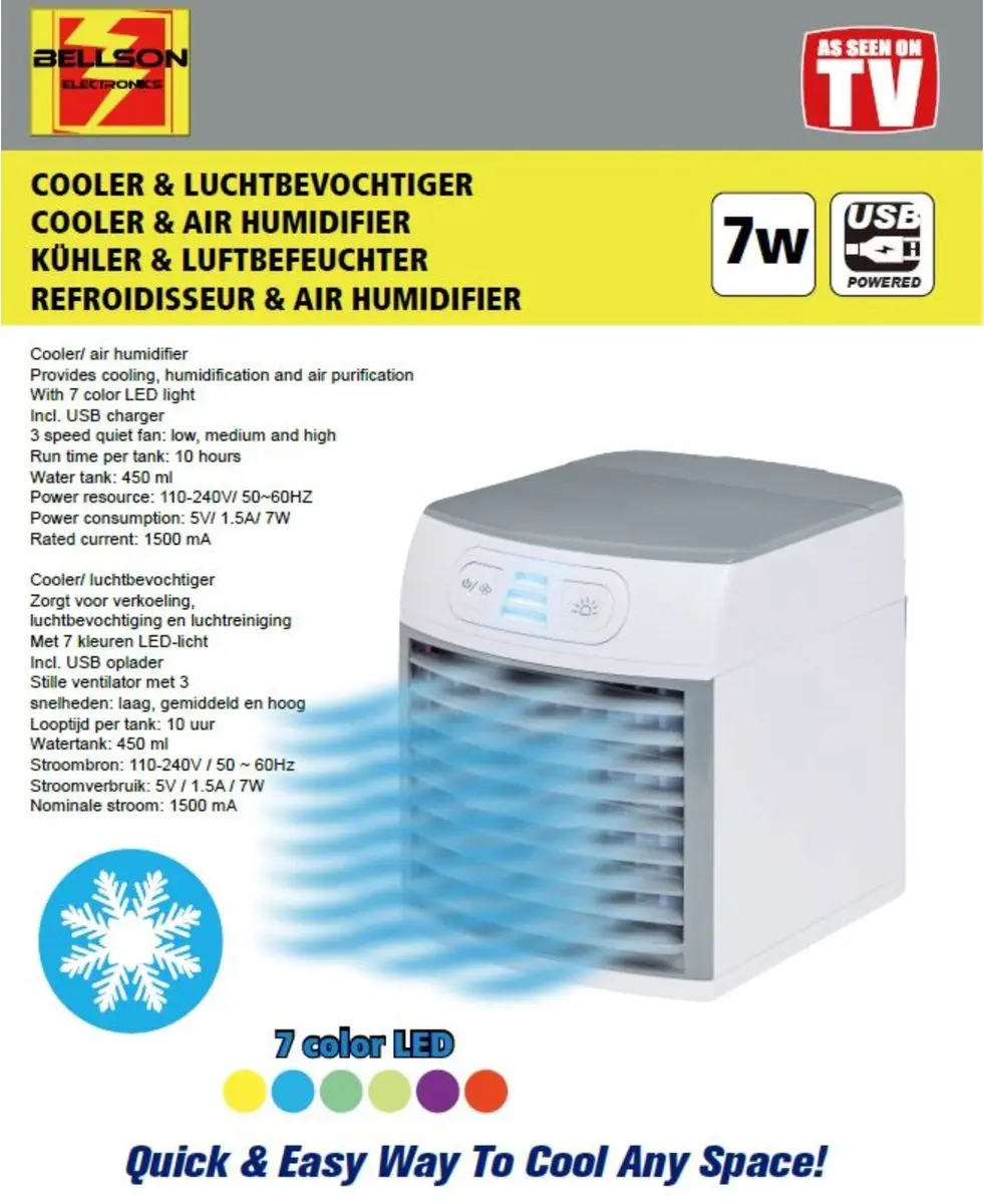 Benson TV18-001 Luchtkoeler en Bevochtiger - 600ml - Wit - afbeelding 5 van 5