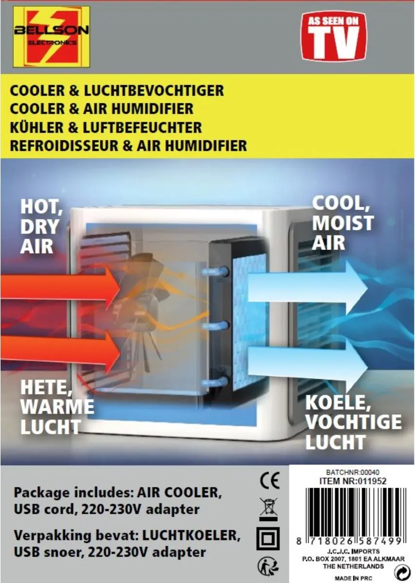 Benson TV18-001 Luchtkoeler en Bevochtiger - 600ml - Wit - afbeelding 4 van 5