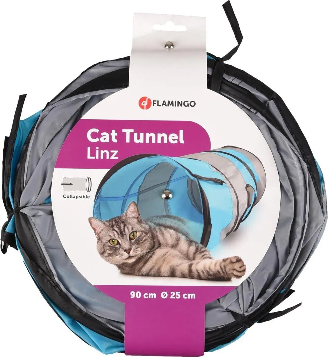 Flamingo Katten Speeltunnel Linz - 90x25x25cm - Grijs