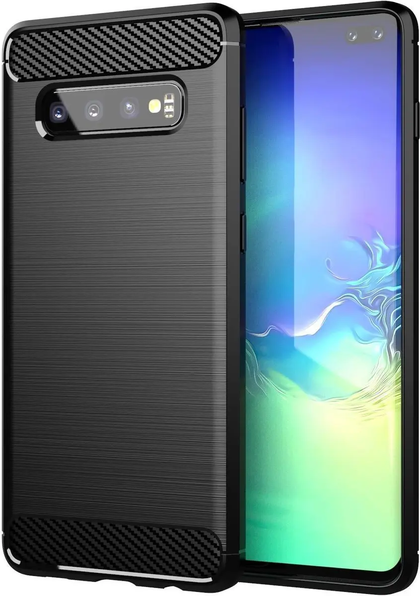 Cadorabo Hoesje geschikt voor Samsung Galaxy S10 PLUS in Brushed Zwart