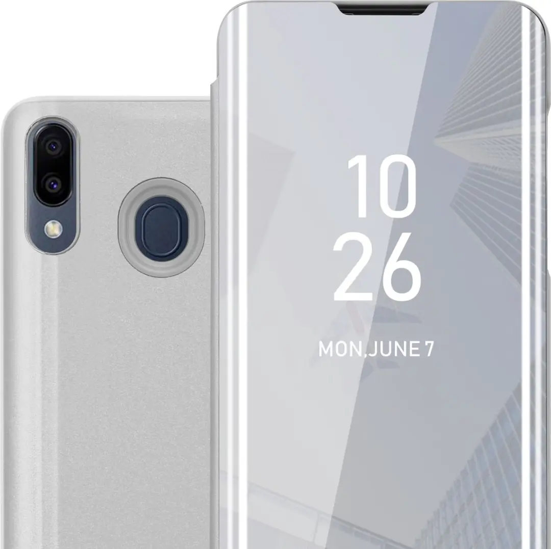 Cadorabo Hoesje geschikt voor Samsung Galaxy M20 in AGAAT ZILVER