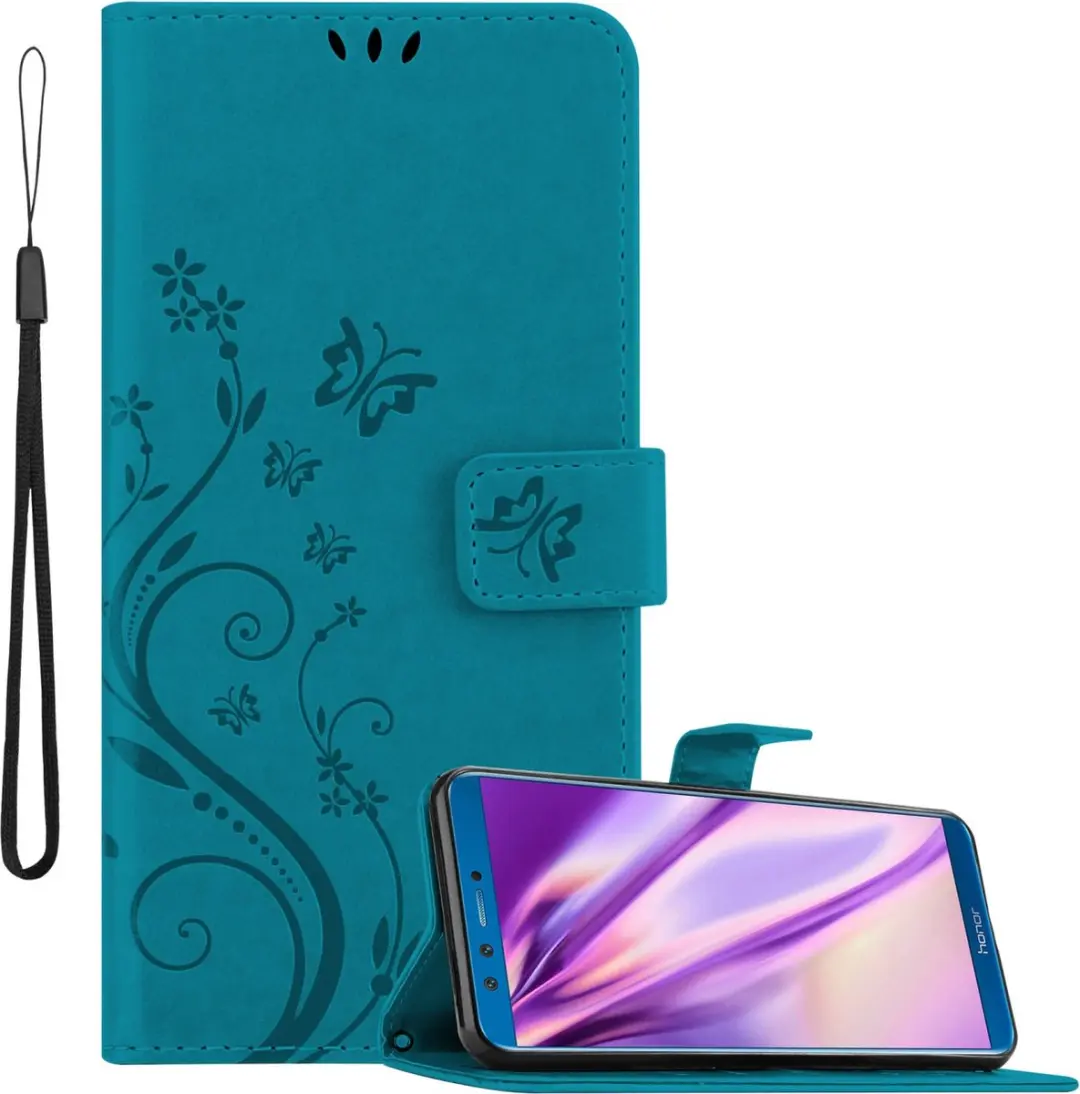 Cadorabo Hoesje geschikt voor Honor 9X LITE in BLOEMEN BLAUW