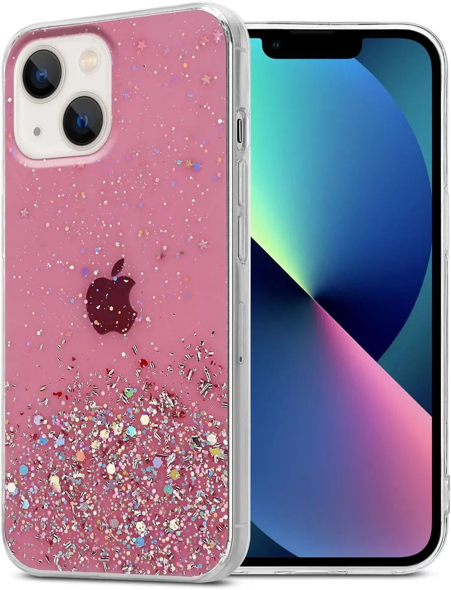 Cadorabo Hoesje geschikt voor Apple iPhone 13 MINI in Roze met Glitter