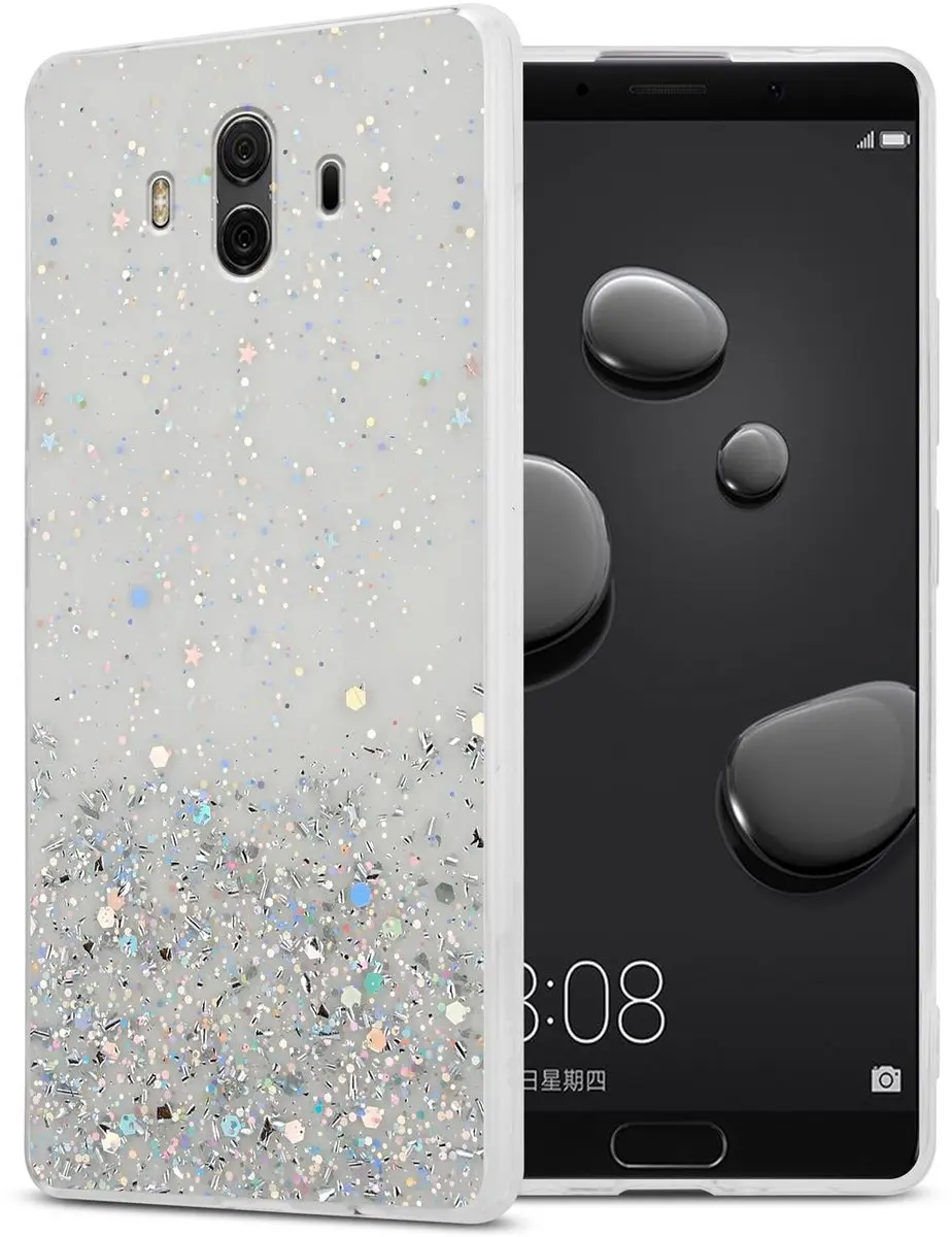 Cadorabo Hoesje geschikt voor Huawei MATE 10 / NOVA 2i in Transparant met Glitte