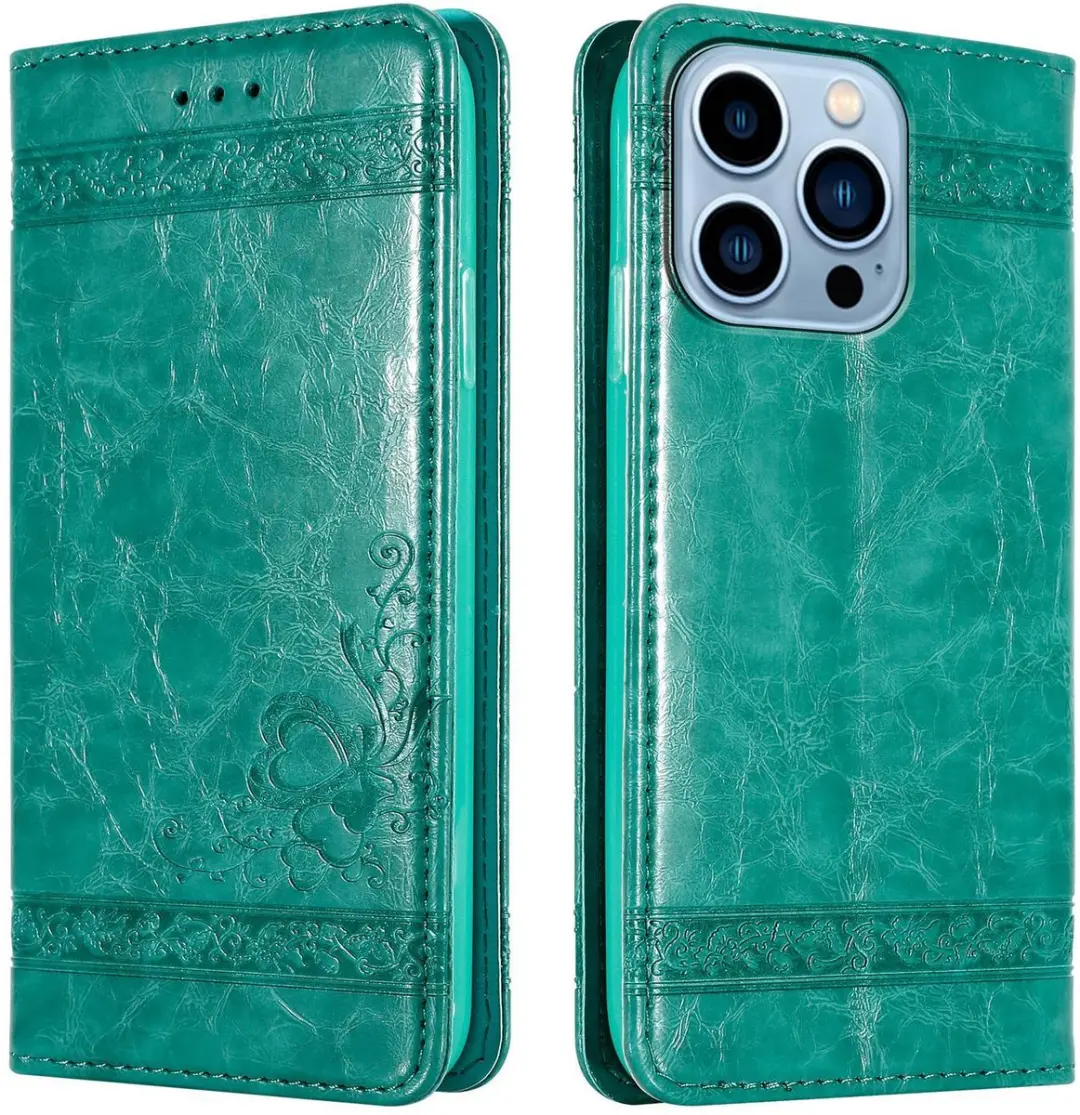 Cadorabo Hoesje geschikt voor Apple iPhone 13 PRO in TURKOOIS met ornamenten