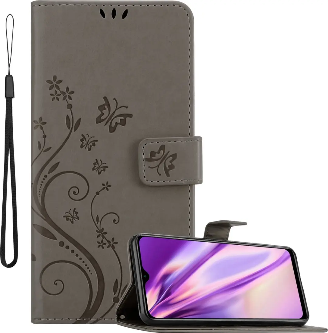 Cadorabo Hoesje geschikt voor Xiaomi RedMi 9T / POCO M3 in BLOEMEN GRIJS