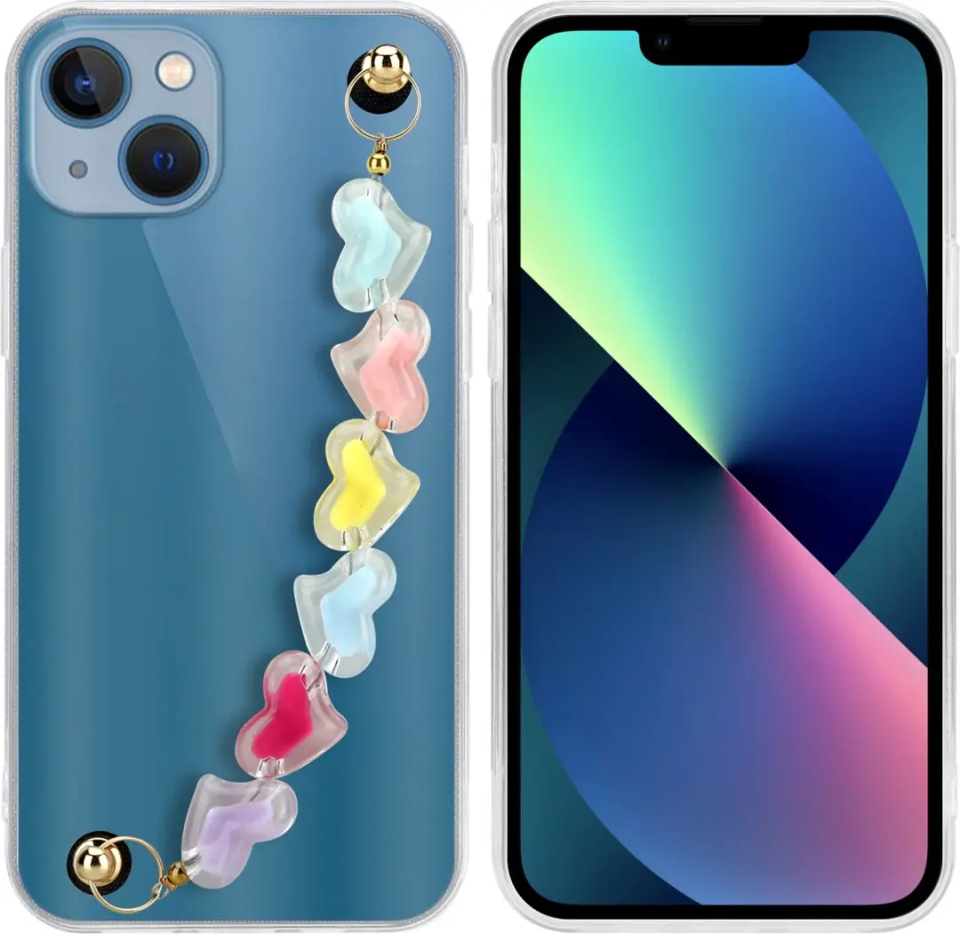 Cadorabo Hoesje geschikt voor Apple iPhone 13 in Transparant met kleurrijke hart