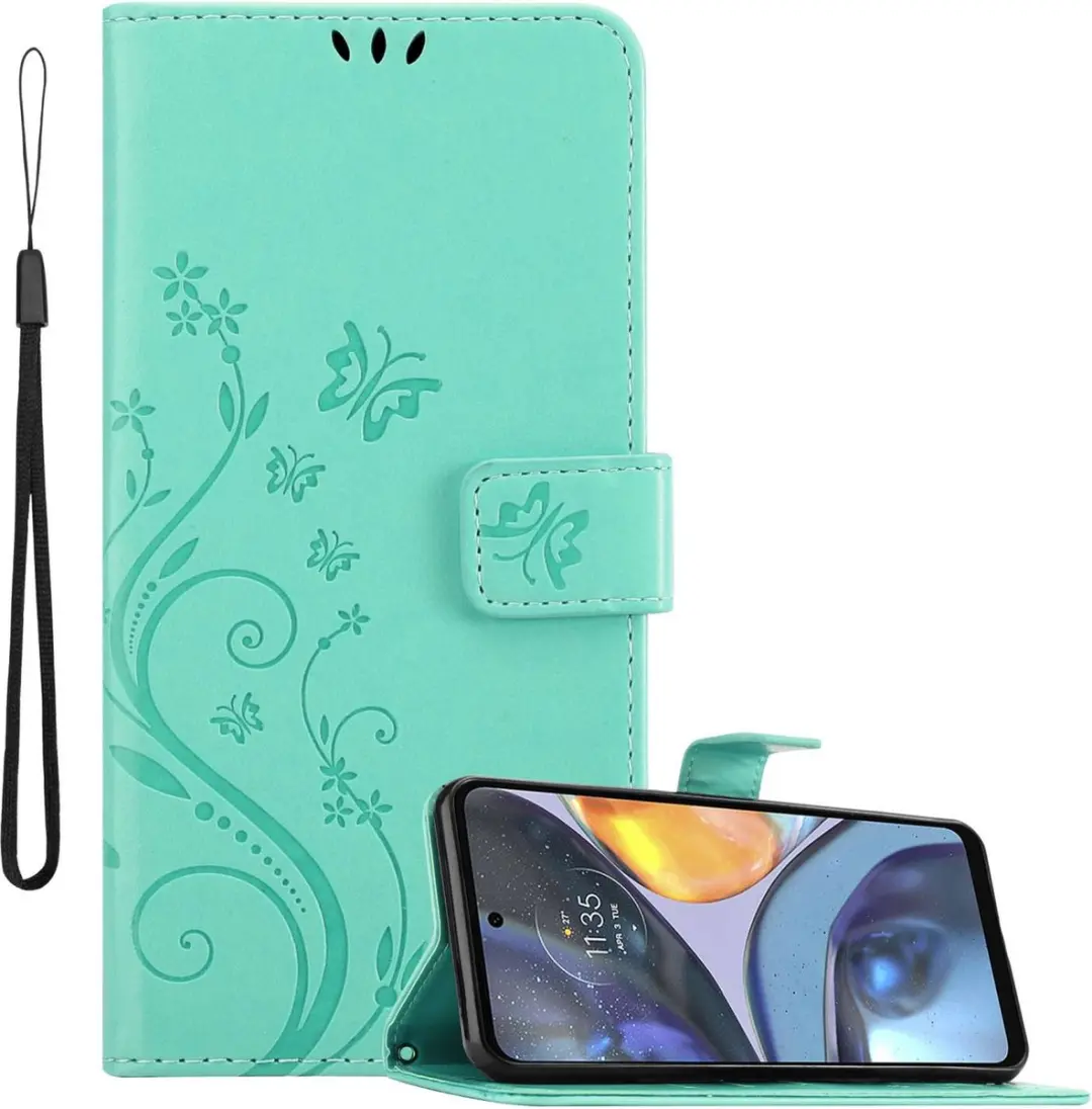 Cadorabo Hoesje geschikt voor Motorola MOTO G22 in BLOEMEN TURKOOIS