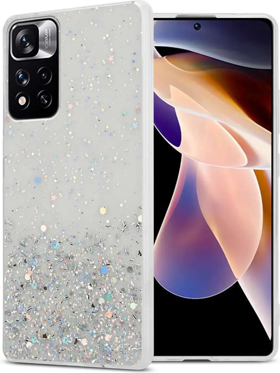 Cadorabo Hoesje geschikt voor Xiaomi RedMi NOTE 11 PRO+ in Transparant met Glitt