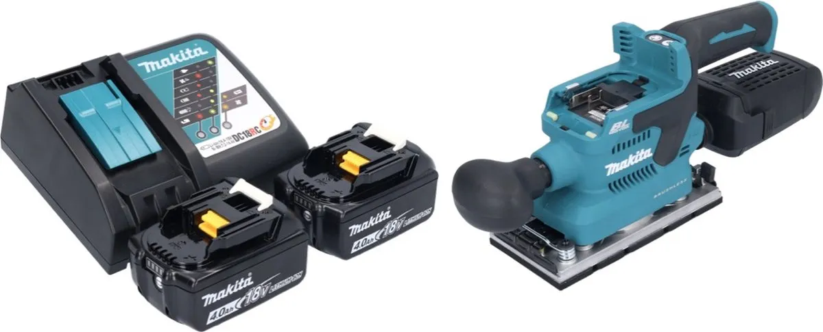 Makita DBO382RM Excentrische Schuurmachine 18V - 2x 4,0Ah + Oplader