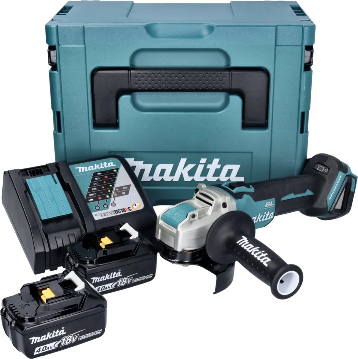 Makita DGA521RMX1J Accuslijpmachine 18V 125mm X-LOCK - 2x 4.0Ah + lader + Makpac