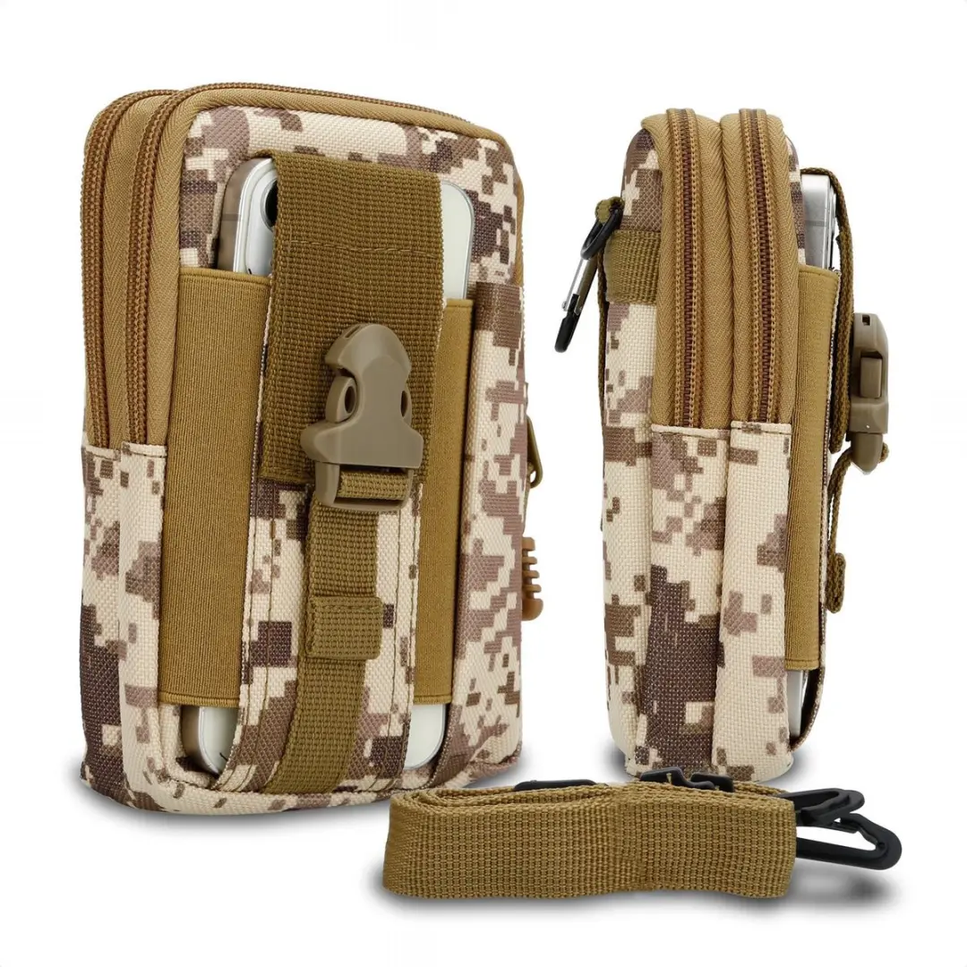Hoesje geschikt voor LG F70 in beige camouflage tactische mobiele telefoon molle