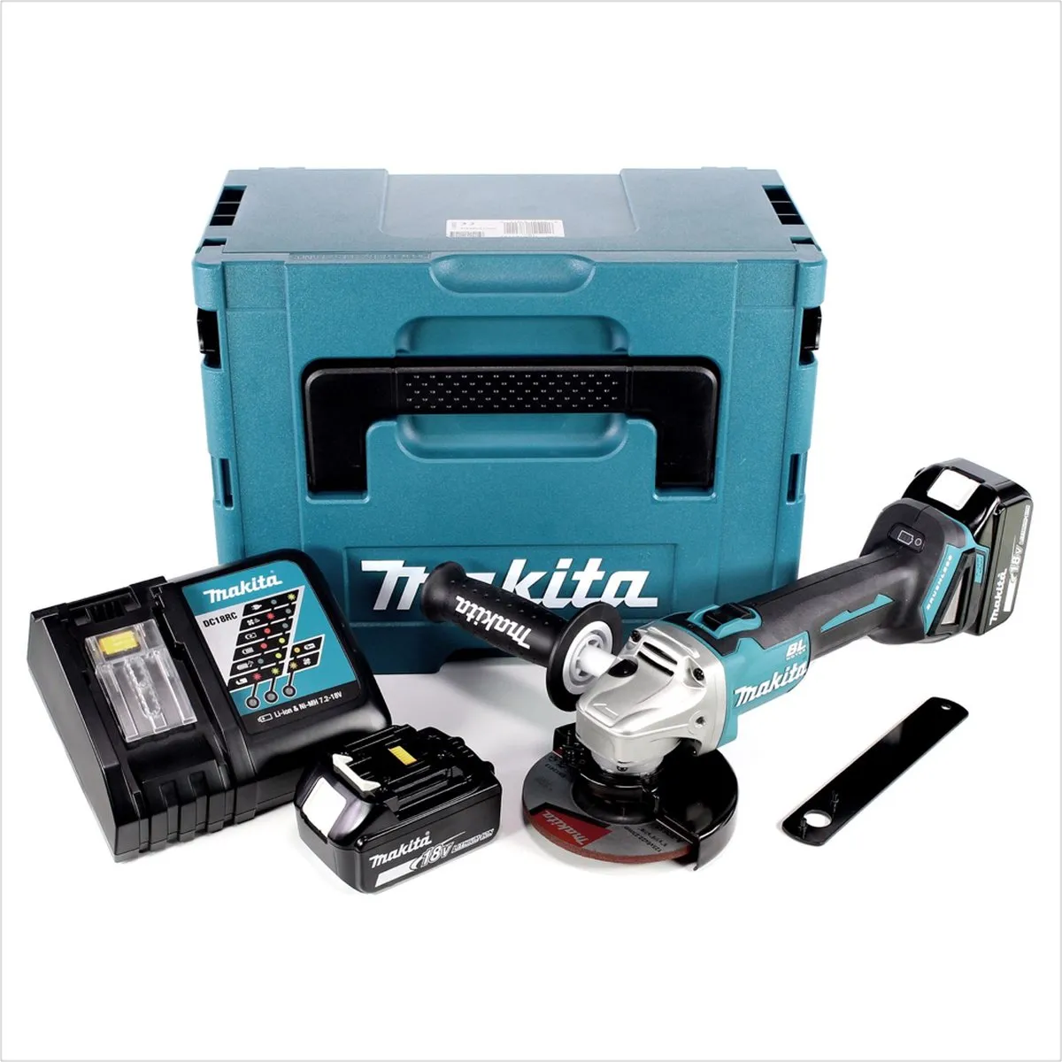 Makita DGA 506 RMJ Haakse Slijper 18V - 125mm Borstelloos - 2x 4.0Ah Accu + Lader