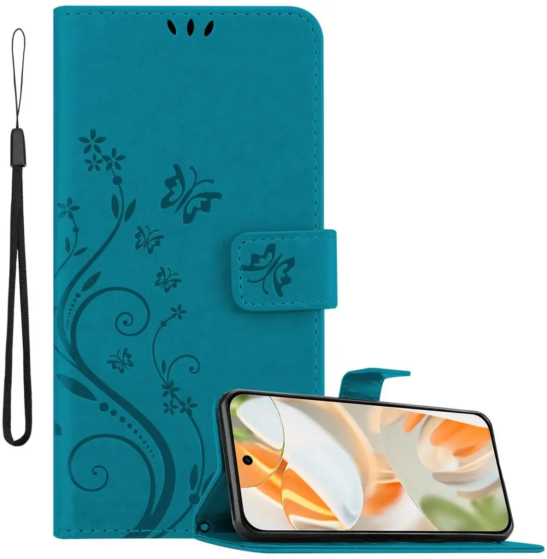 Cadorabo Hoesje geschikt voor Google Pixel 9 PRO in BLOEMEN BLAUW