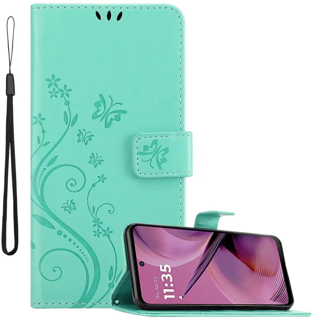 Cadorabo Hoesje geschikt voor Motorola Moto G55 in BLOEMEN TURKOOIS