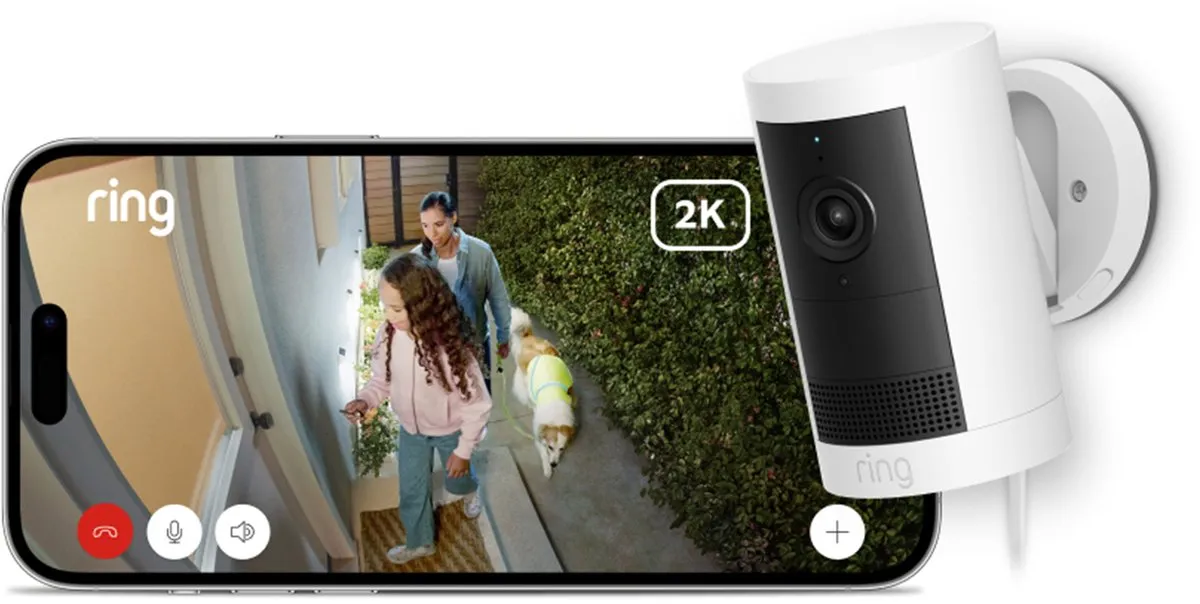 Ring Outdoor Camera Plus B0D23VW9VB Buitencamera - 2K - Wit