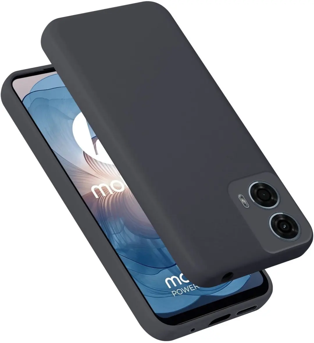Cadorabo Hoesje geschikt voor Motorola Moto G24 power Case in Liquid Zwart Besch