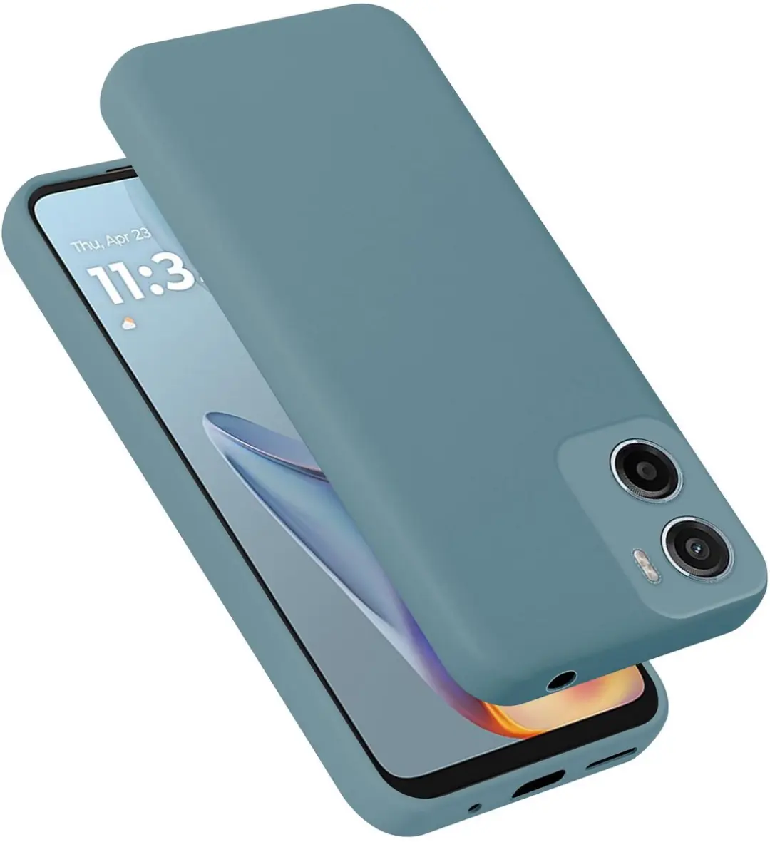 Cadorabo Hoesje geschikt voor Motorola Moto E15 Case in Liquid Groen Beschermhoe