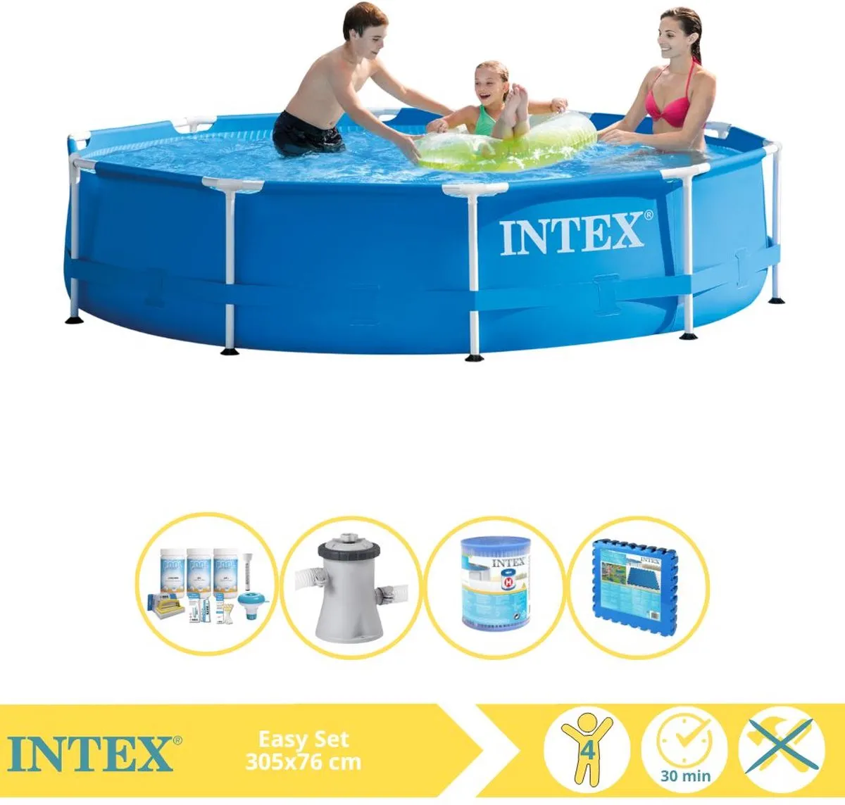 Intex Metal Frame Zwembad 305x76cm - 4485L - Blauw - 28206NP - afbeelding 2 van 6