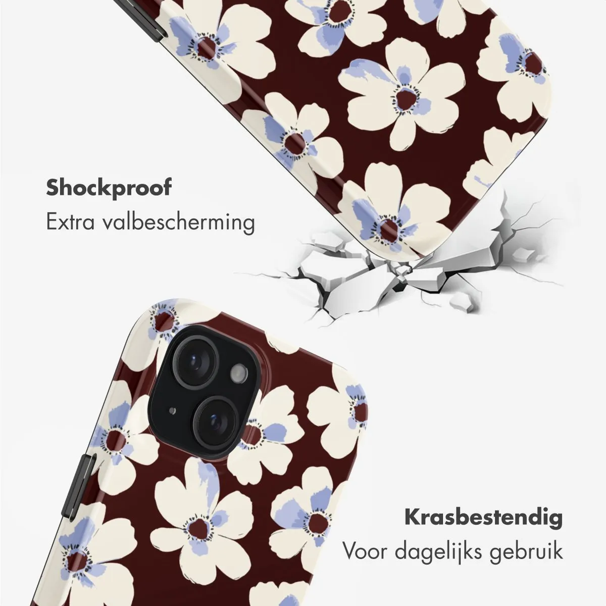 Selencia Hoesje iPhone 15 Choco Flower Pop - MagSafe