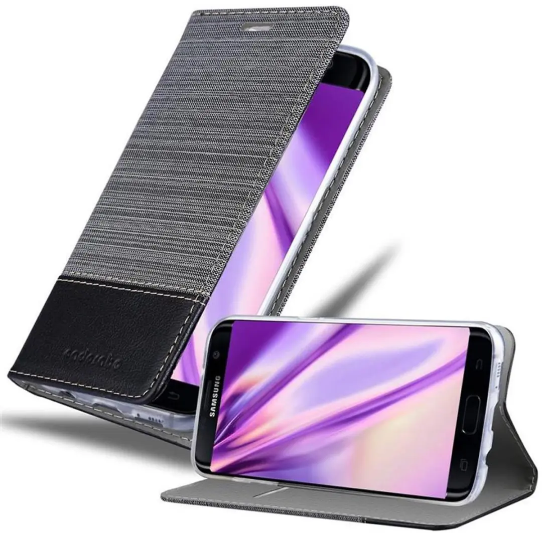 Cadorabo Hoesje geschikt voor Samsung Galaxy S7 EDGE in GRIJS ZWART